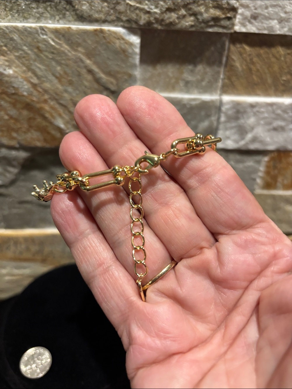 Gold plated Charm Bracelet with Pink Accents - Picture 5 of 5